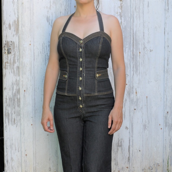 Vintage 1970s Denim Jumpsuit - Picture 1 of 5